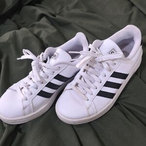 Adidas Classic White Sneakers with Black Stripes